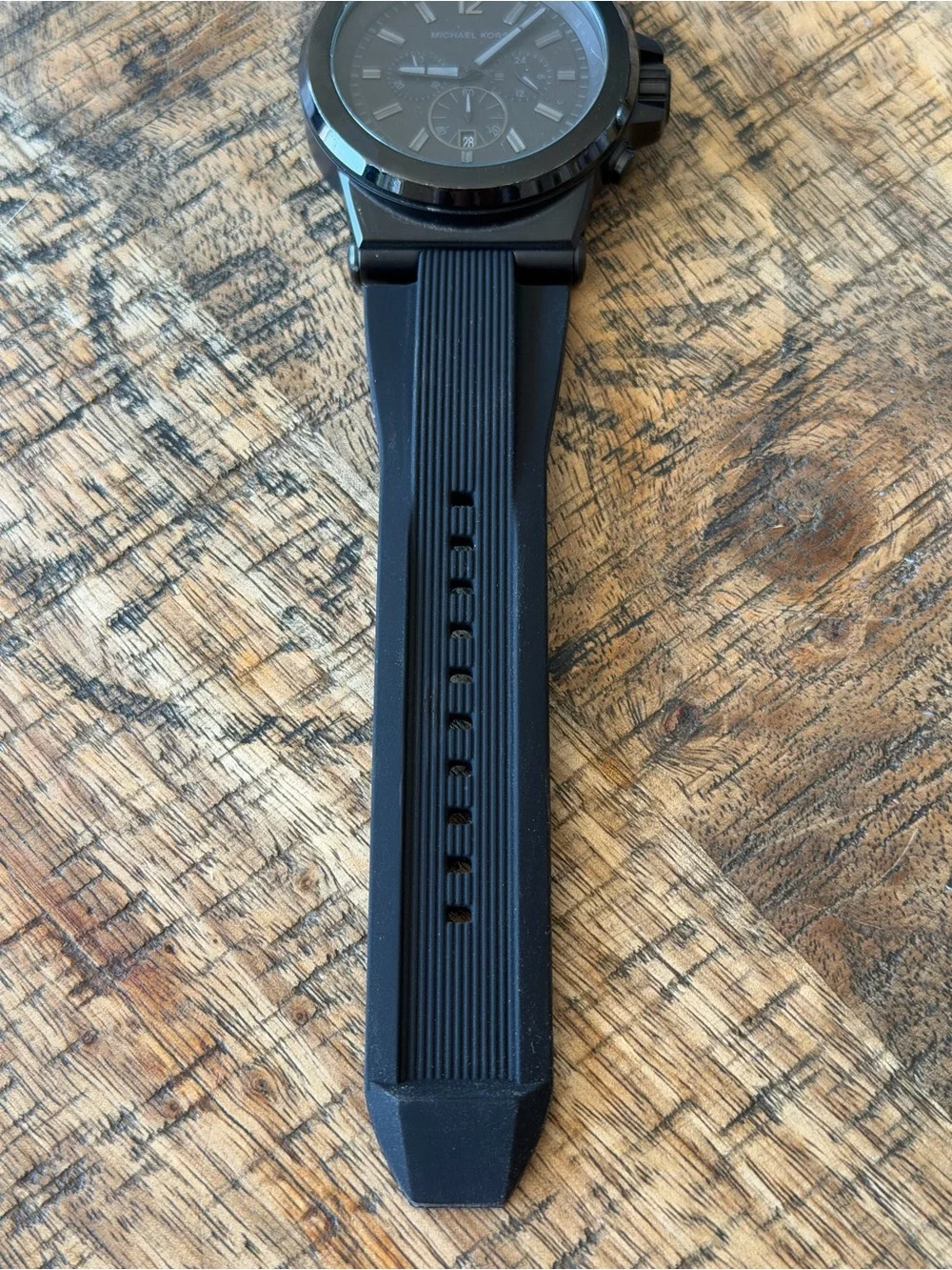 Michael Kors Black Chronograph Watch – New Battery & Silicon Band